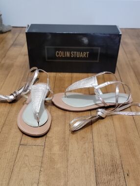 Victorias Secret Colin Stuart Champange Ankle Wrap Gladiator Sandals Sz 6.5